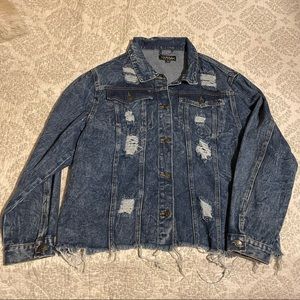 Distressed jean jacket